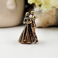 Vista 7 de Dancing Couple Miniature Sculpture Handcrafted Brass Collectible Elegant Free Standing Tabletop Figurine