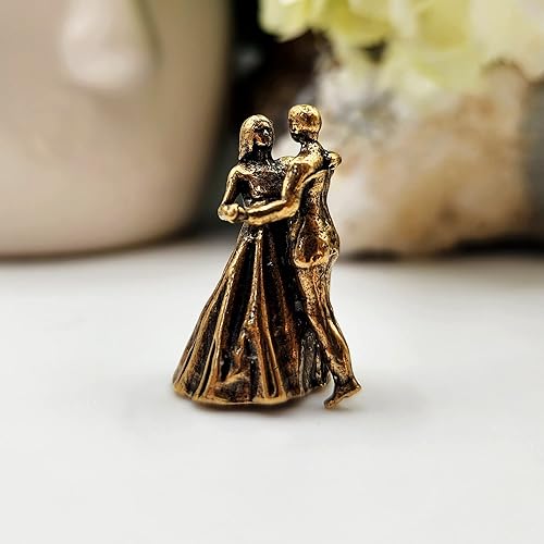 Miniatura 7 de Dancing Couple Miniature Sculpture Handcrafted Brass Collectible Elegant Free Standing Tabletop Figurine