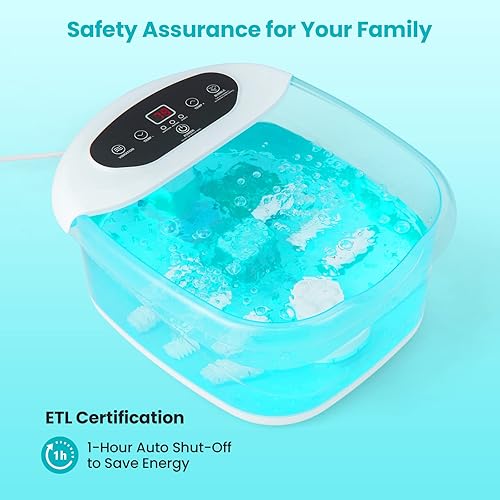 Miniatura 5 de Giantex Spa de pies con calor y masaje, bañera de baño de pies con burbujas, vibración, piedra de pedicura extraíble, cuentas de masaje, apagado