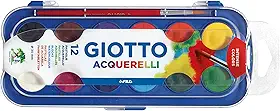 GIOTTO Acquarelli, Aquarela em Estojo de Pastilhas de 30mm, 12 Cores