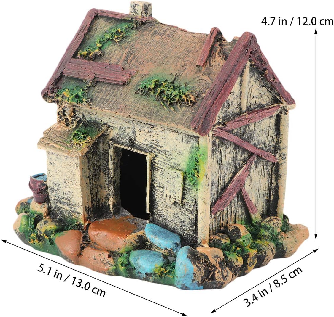 balacoo Aquarium Fish Tank Cave 5.11X3.34X4.72In Resin Ornament Fish Shelter Hideaway for Freshwater Betta Tank Landscaping Decoration