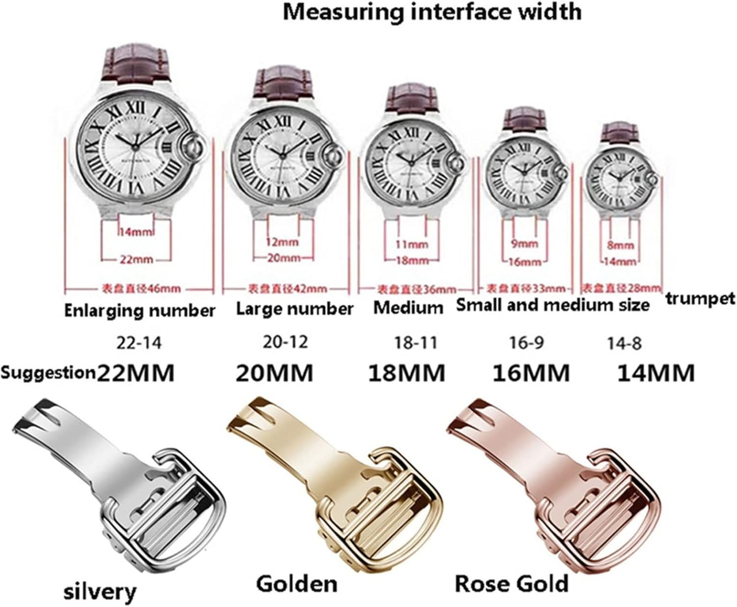 For Wristbands Color Genuine Leather Watchbands Deployment Buckle Replacement Leather Strap Female Bracelet