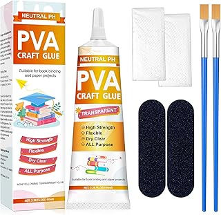 PH Neutral PVA Glue for Book Binding, 100ml Book Glue with Precision Tip, Complete Set for Book Repair, Scrapbooking, Paper Crafts, Postcards, DIY