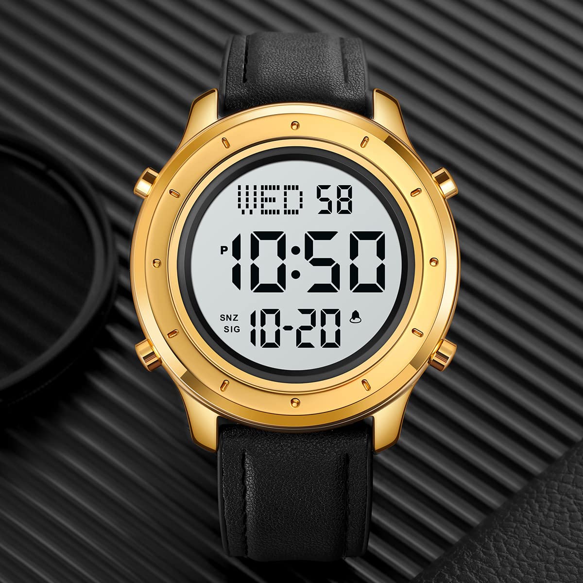 Reloj digital para hombre, reloj de pulsera LED, minimalista, de acero inoxidable, resistente al agua, cronómetro