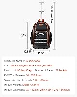 Vista 7 de VEVOR Rolling Tool Backpack, 110 lbs Load Capacity, 72 Pockets Heavy Duty Roller Tool Bag on Wheels, Adjustable Telescoping Handle & Stable Base