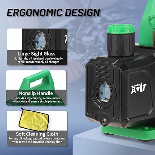 Miniatura 5 de Bomba de vacío PB Motor Tech 4.5CFM 13HP - Bomba de aire de paleta giratoria de 110 V para CA, recarga de refrigerante, desgasificación de resina y