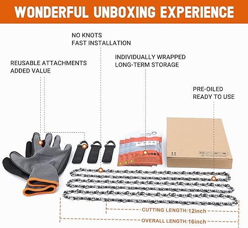 Miniatura 4 de Savior Paquete de 3 cadenas de motosierra de 12 pulgadas R45 38 pulgadas LP .043 pulgadas, 45 eslabones de transmisión para DeWalt DCCS620B