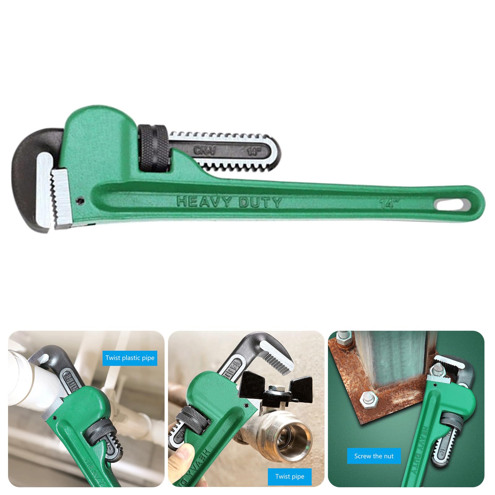 Llave inglesa de apertura grande resistente para tubo de agua, alicates de abrazadera de tubo rápida, herramienta de mano ajustable para fontanero profesional