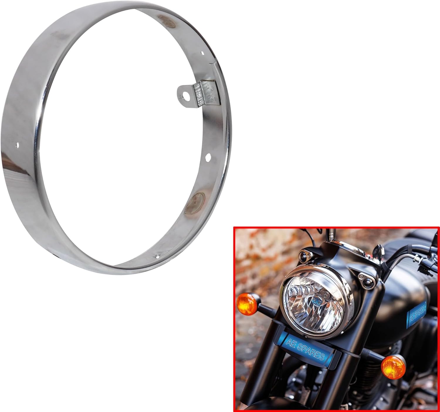 LED Headlight Outer Ring Rim Chrome For Royal Enfield New Classic Reborn 350