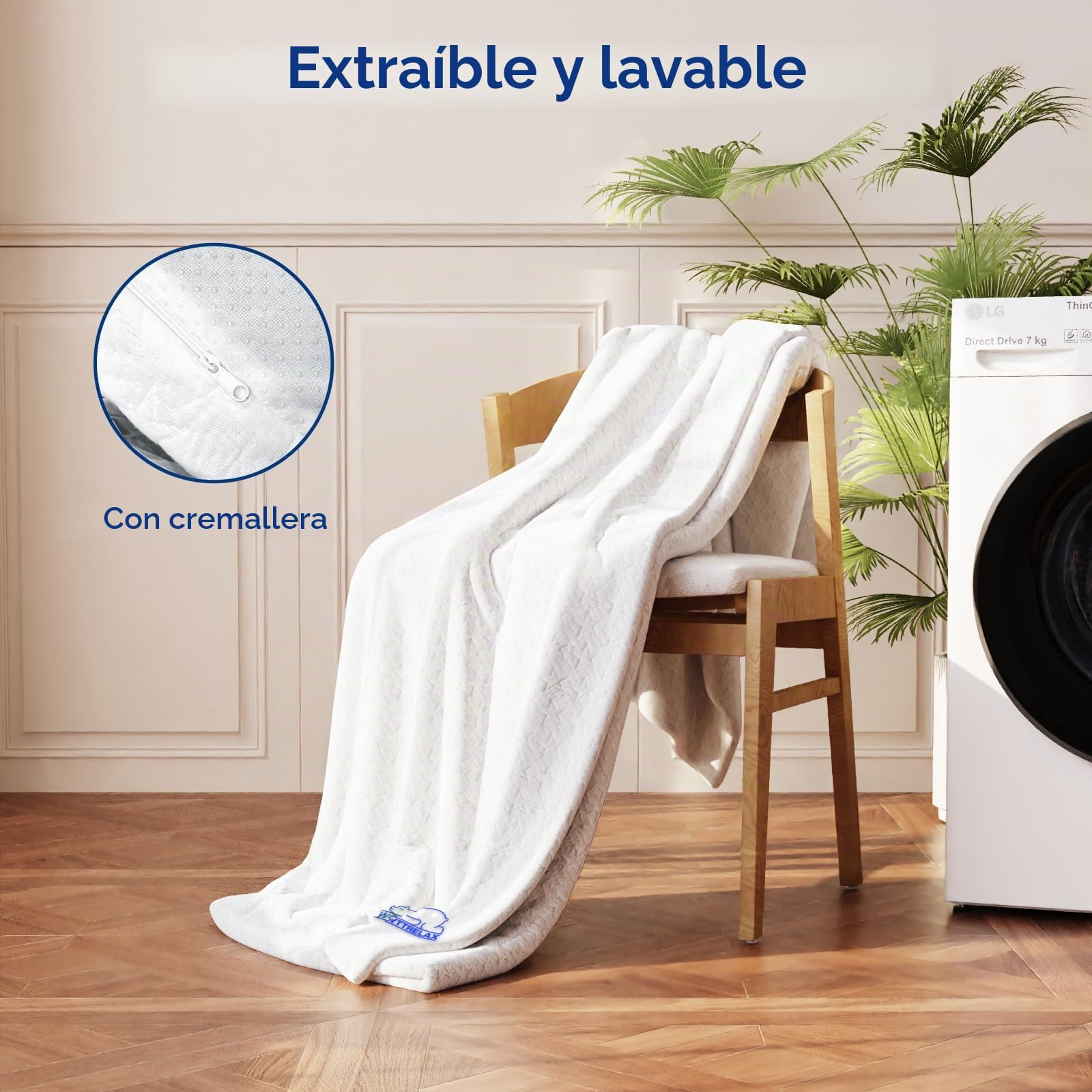 WOWTTRELAX Cubrecolchon Topper 140x200, Colchón Topper con infusión de Carbón de Bambú y Gel Viscoelástico, Libera Presion Cervical y Lumbar, Sobrecolchón Transpirable, Funda Desmontable y Lavable
