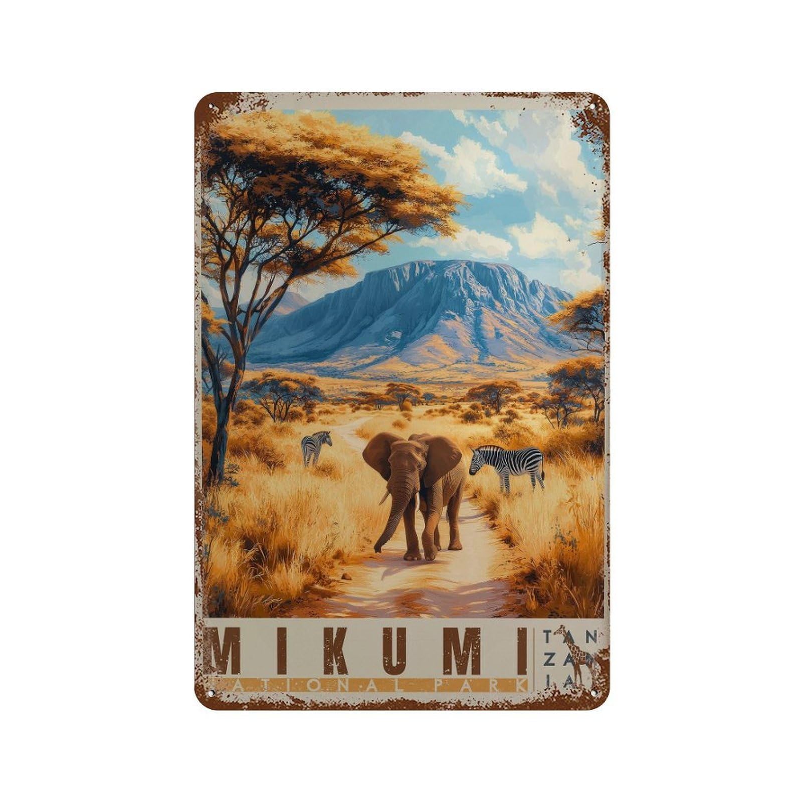 xiaoxiaoshen Mikumi Safari Wall Decor Art Metal Tin Poster Modern Home Decor Art Home Bar Shop Decorations Vintage Sign 30x20cm