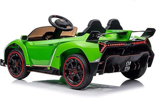 Miniatura 4 de sopbost Lamborghini - Auto de paseo con licencia de 12 V con control remoto 4WD alimentado por batería para niños, vehículo eléctrico de juguete