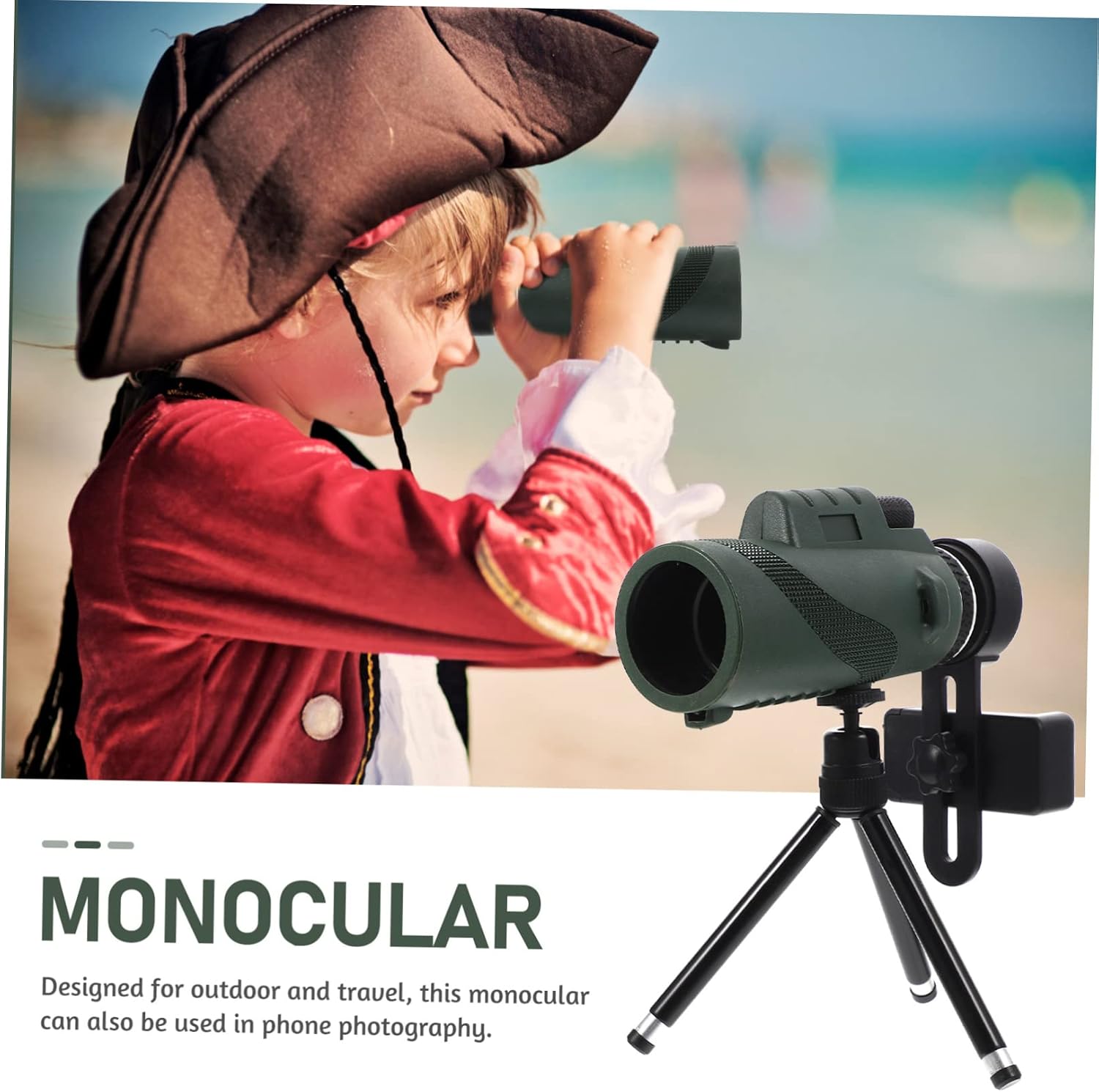 SHOWERORO 12X50 High Powered Outdoor Monocular Telescope for Birdwatching Lightweight Portable Scope Tripod Adapter for Hiking and Camping