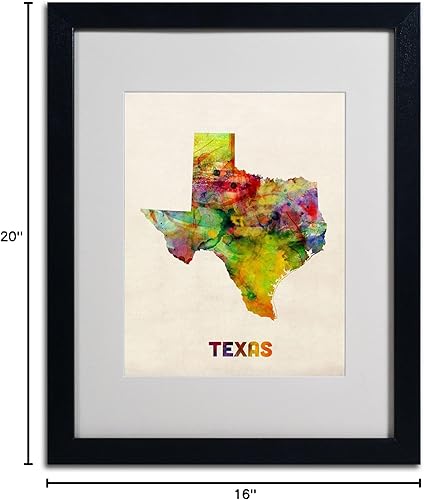Miniatura 6 de Trademark Fine Art Mapa de Texas Matted - Arte enmarcado por Michael Tompsett en marco negro, 16 x 20 pulgadas