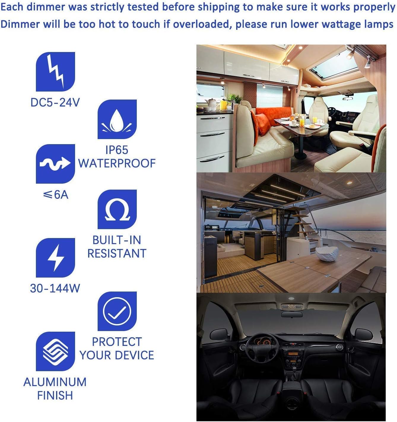 ALOVECO 4000K LED RV Lights 8 Packs X1 & 12 Volt DC Dimmer Switch 1 Packs X2