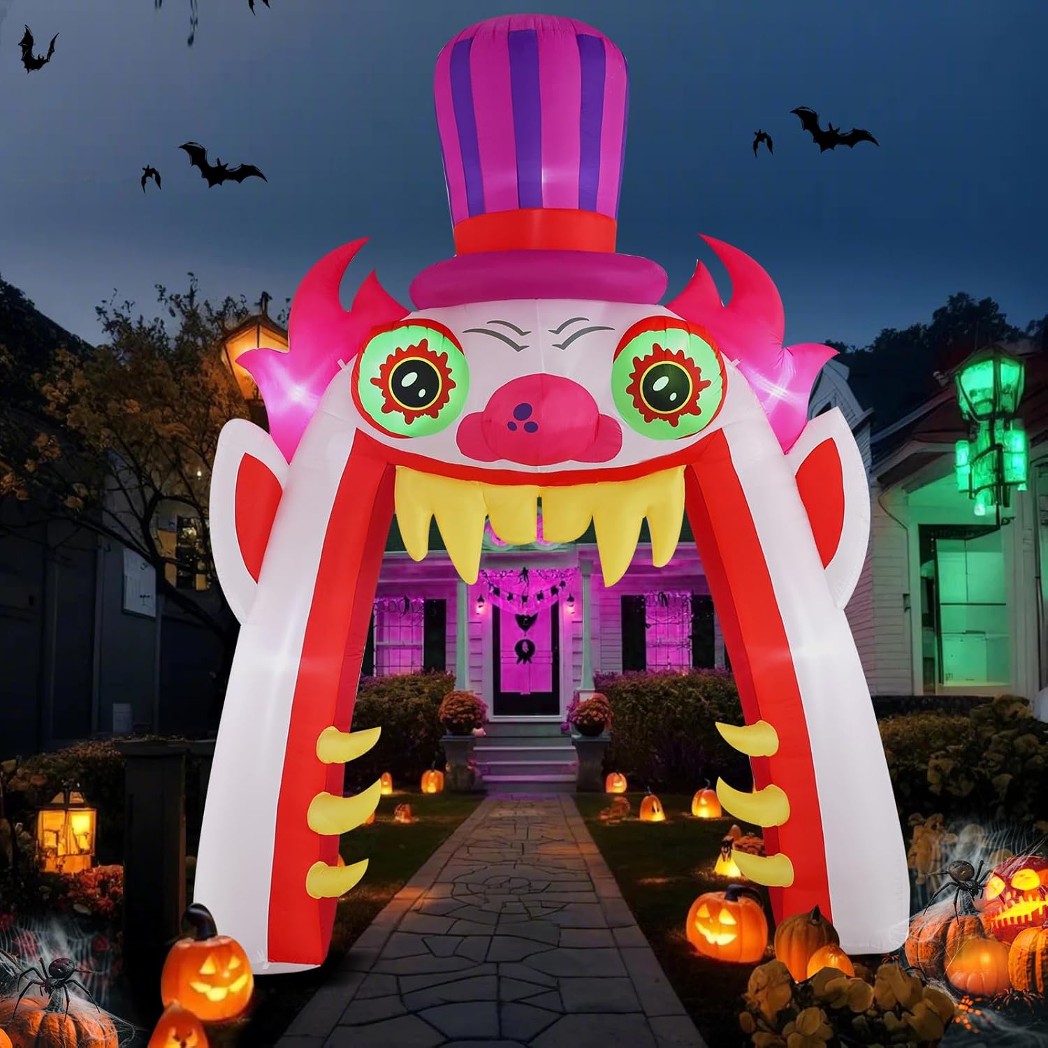 13ft Clown Arch Halloween Inflatable Outdoor Decoration, Courtyard Decoration with LED Lights, for Outdoor Lawn, Garden, Family Vacation Party