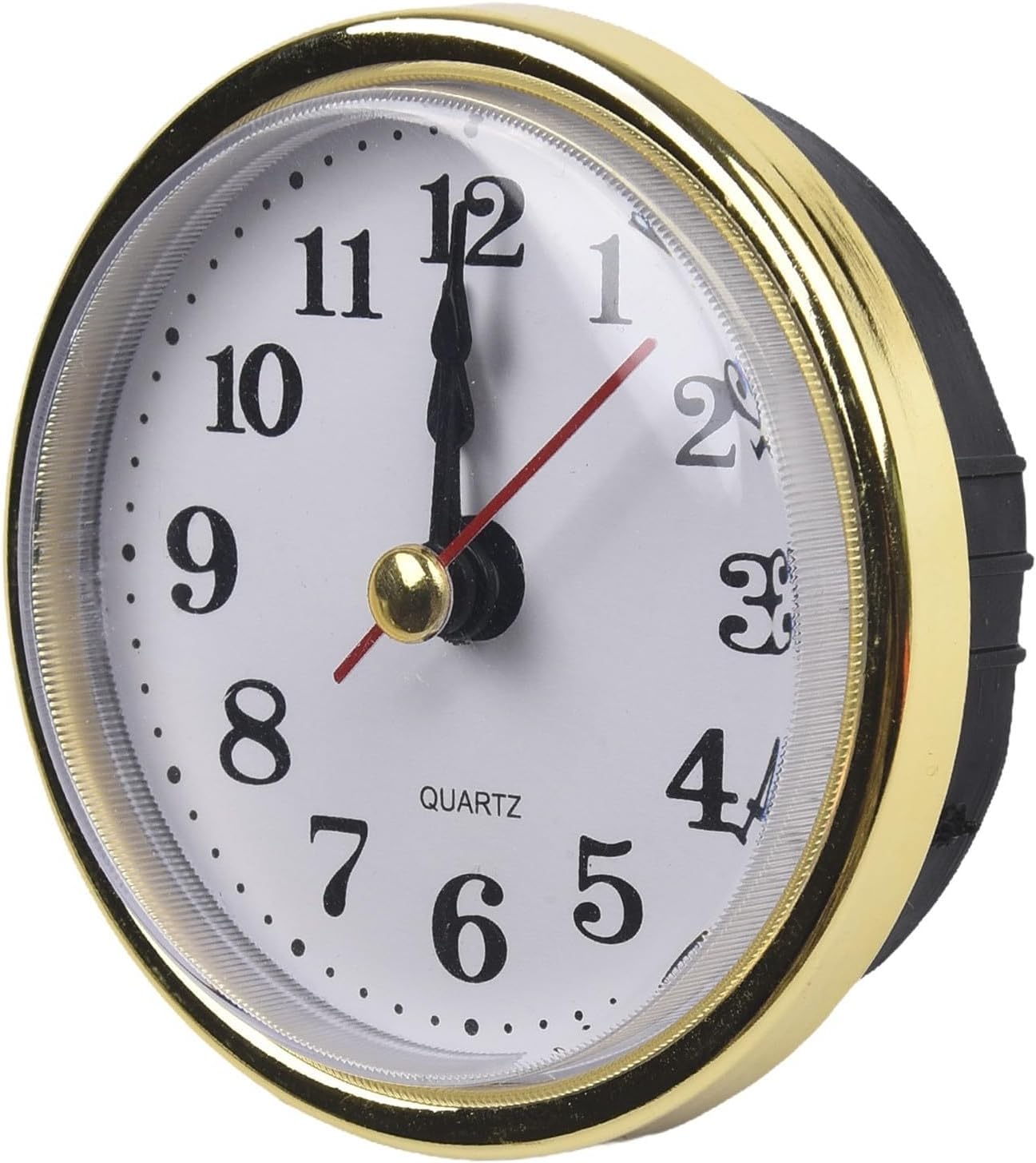 65mm Quartz Clock Insert Movement Replacement DIY Wall Clock Projects – Gold Arabic Number with Transparent Lens, + Construction, Requires 1 AAA Battery