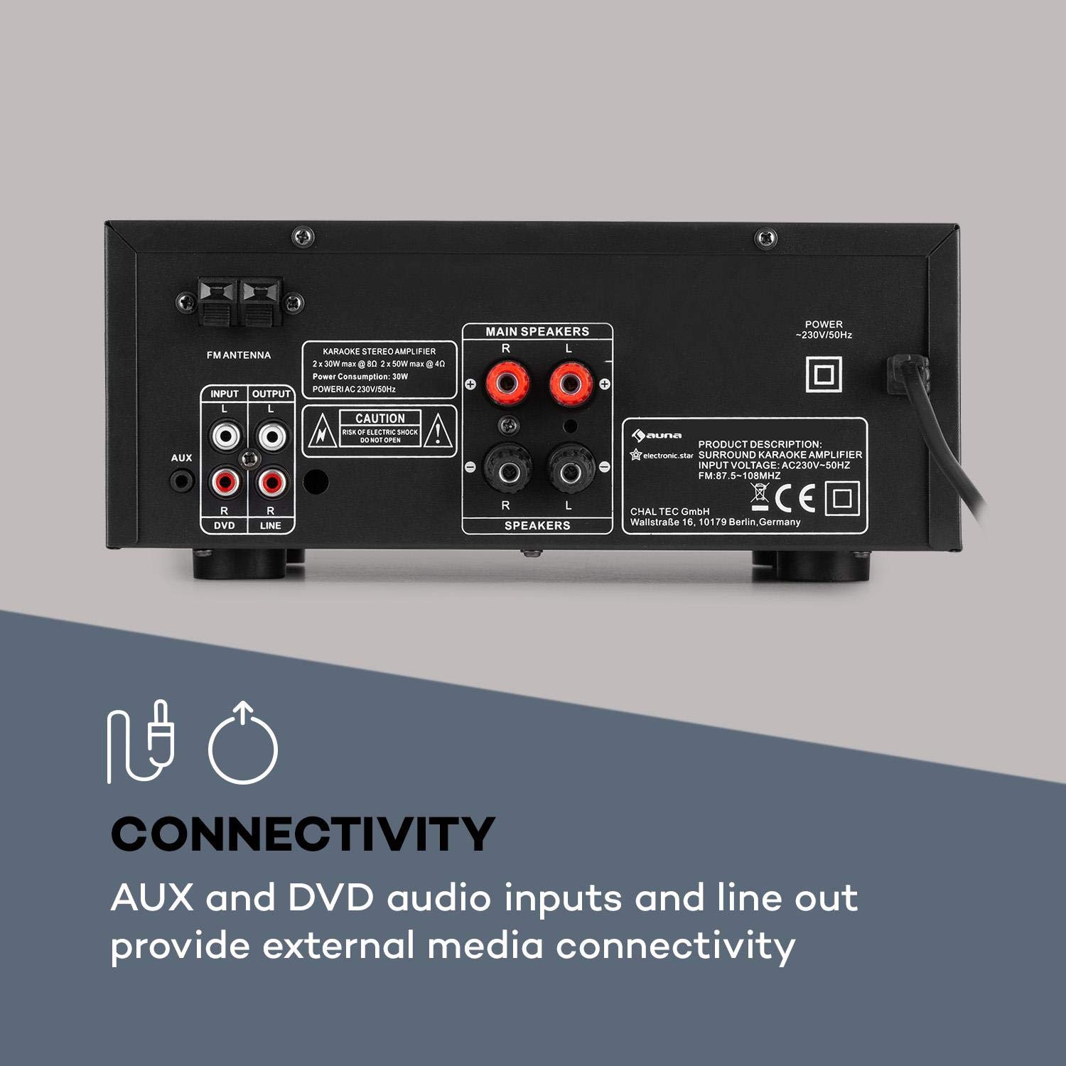 Buy AUNA Amp2 BT HiFi Amplifier 2 x 50 W RMS, Bluetooth, USB, 2 x