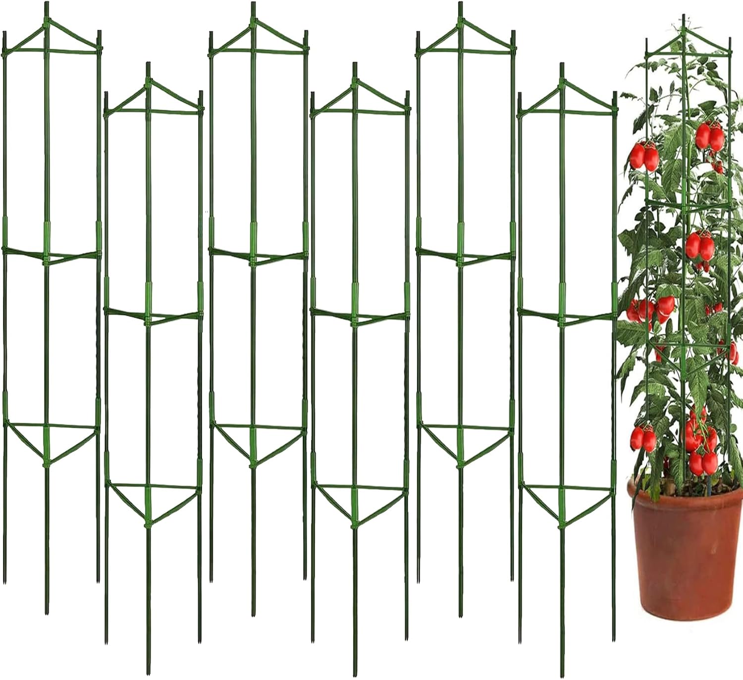 Moirsunt 6 Packs Tomato Cages Plant Cages Deformable Up to 48inch Garden Tomato Stakes Vegetable Trellis, Plant Supports Tomato Trellis for Vertical Climbing Plants Flowers Fruits