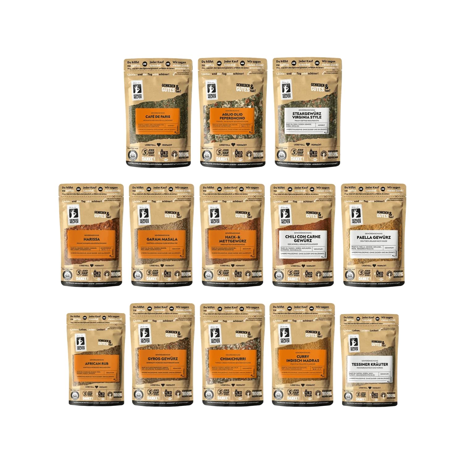 Bremer Gewürzhandel Genuss-Set Weltreise, 13-tlg., Gewürzset mit Gewürzen aus aller Welt, Geschenkbox Gewürze, 1110g