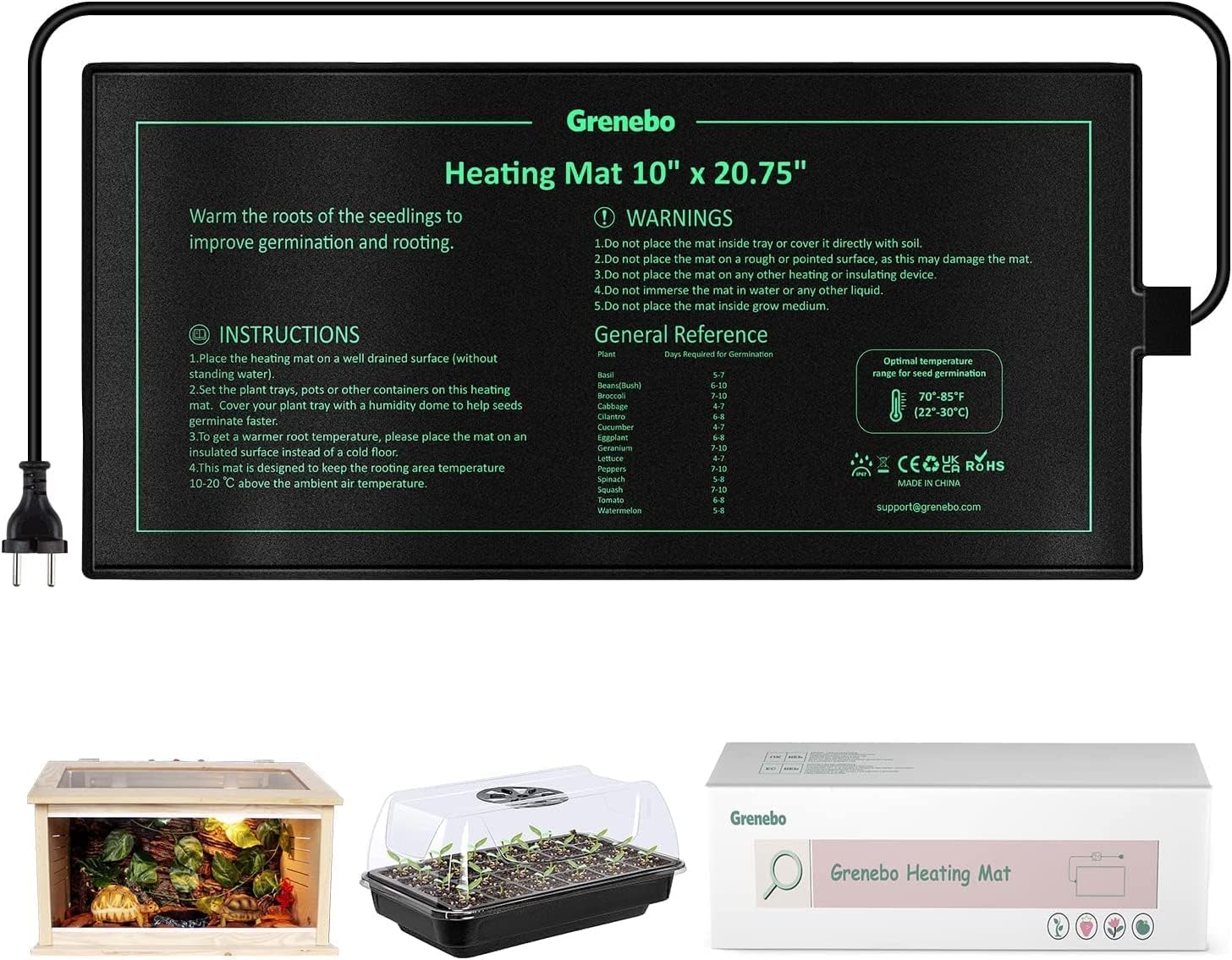 Grenebo Heat Mat for Plants 20.75"x10" Durable Waterproof Seedling