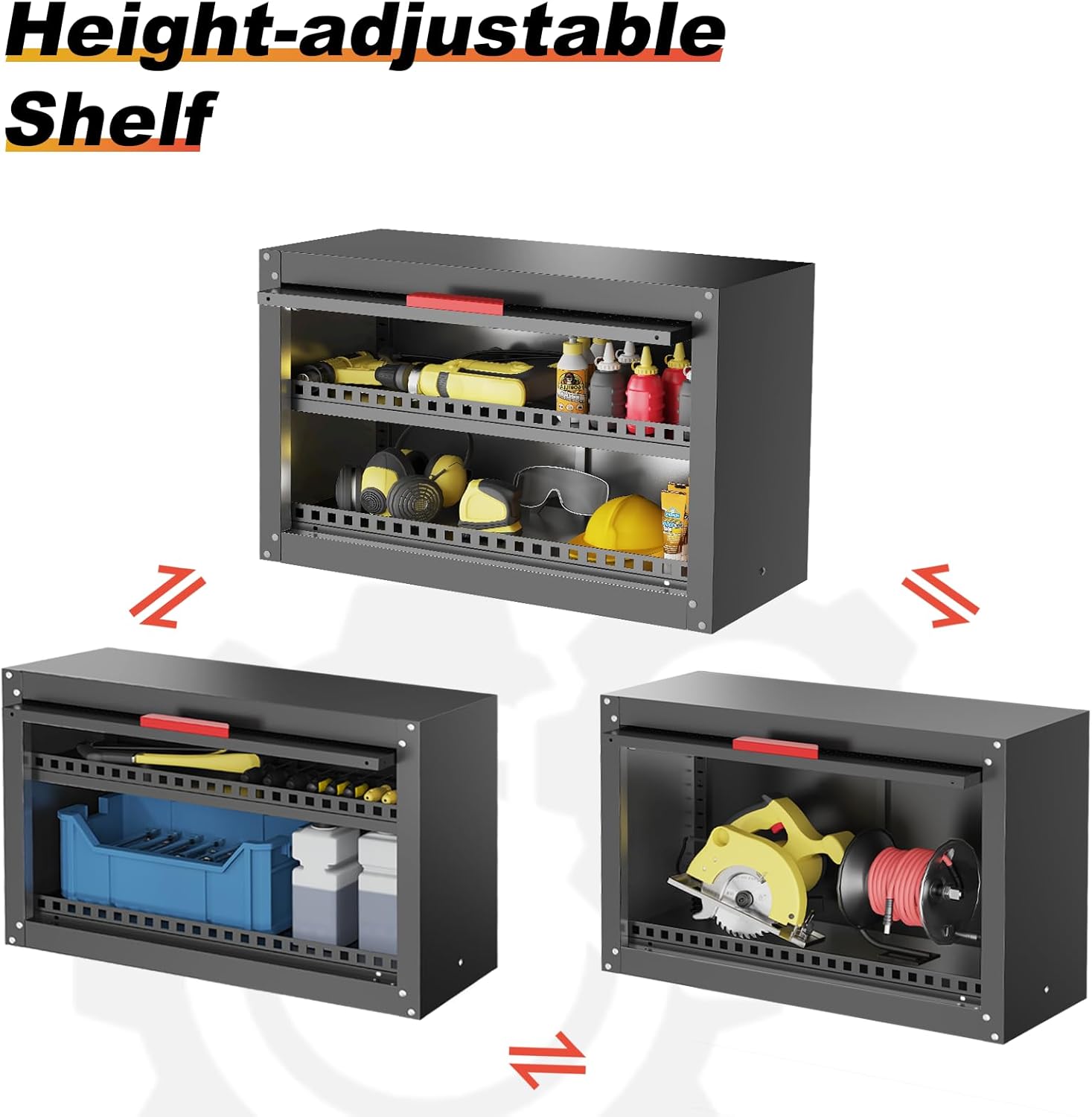 Kelueo Metal Garage Wall Cabinet,Storage Cabinet with Up Flip Door Design Wall Garage Cabinet with Adjustable Shelf and Magnetic System,Tool Cabinet with Anti-Fall Rails for Basement