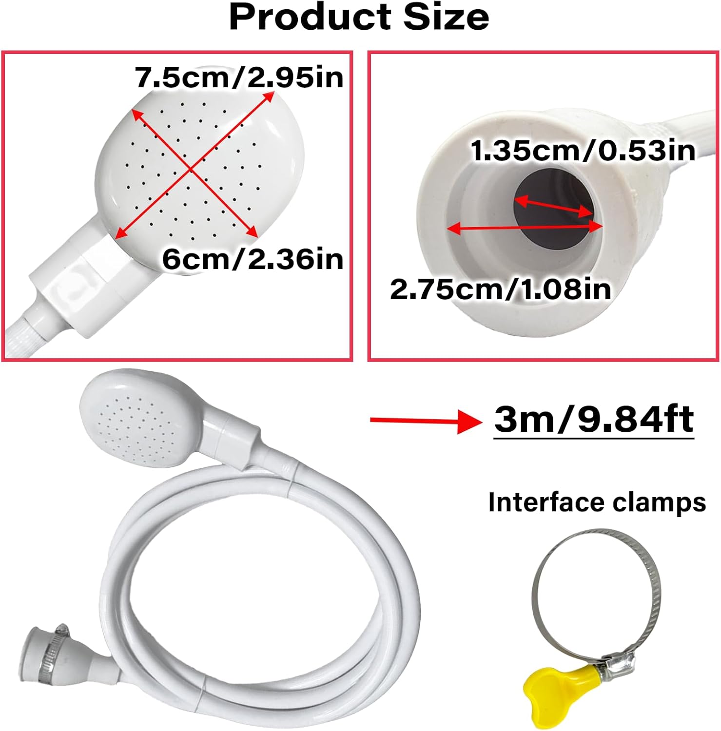 9.84FT/3M Sink Spray Hose,Sink Sprayer Hose Attachment for Portable Hand HeldHead Shower Sprayer,Shampoo Sprayer Hose for Bathing Baby,Pets,Washing Hair,Rinsing Vegetables