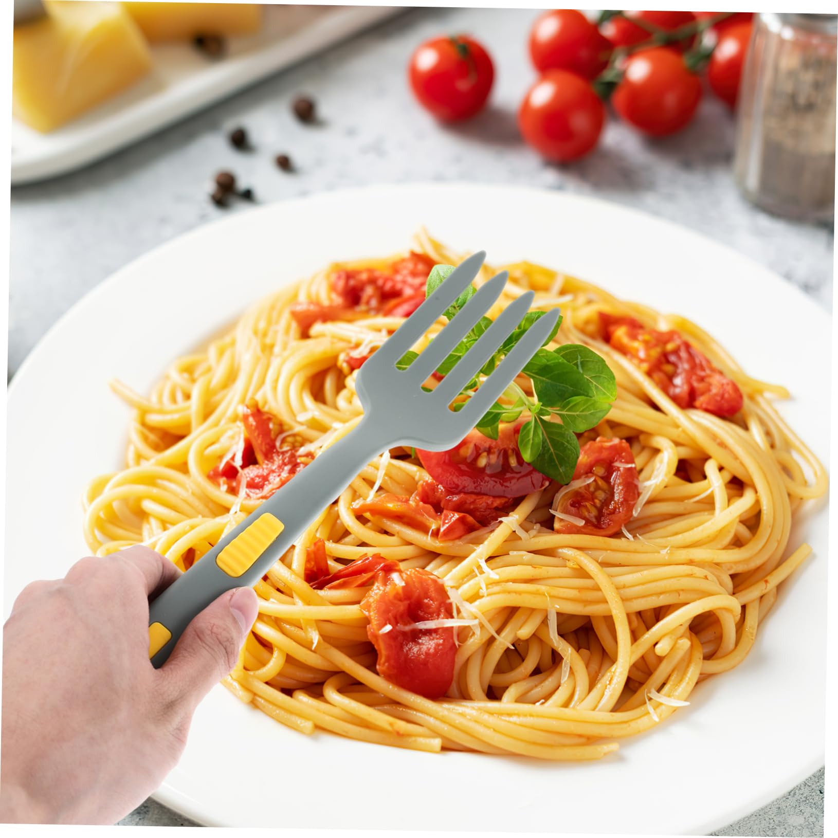 MUCKLILY Silicone Noodle Fork Pasta Fork for Kitchen Nonstick and Comfortable to Use Random