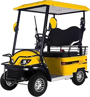4 Wheel Seniors Adults Travel Mobility Scooter ,2-Seat Electric Golf Cart,All Terrain Recreational Powered Scooters Vehicle 800W Foldable Compact Cruiser Extra Large Portable Capacity Storage Trunk(Ye