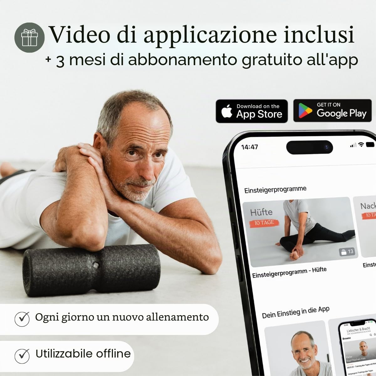 Liebscher & Bracht,set di rulli e sfere (2 pezzi per unità) per l'allenamento delle fasce muscolari, del tessuto connettivo e del metabolismo