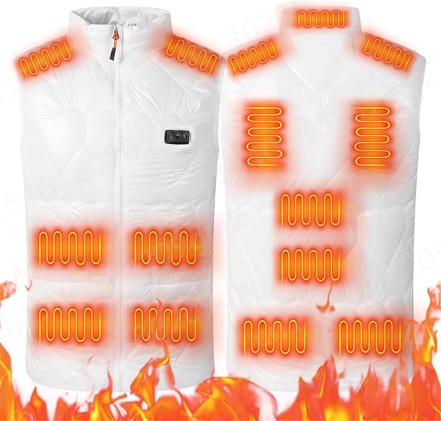 Electric Heated Vest USB Jacket Heating Body Warmer Gilet Washable Heating Sleeveless for Hunting, Outdoor, Camping,L,White