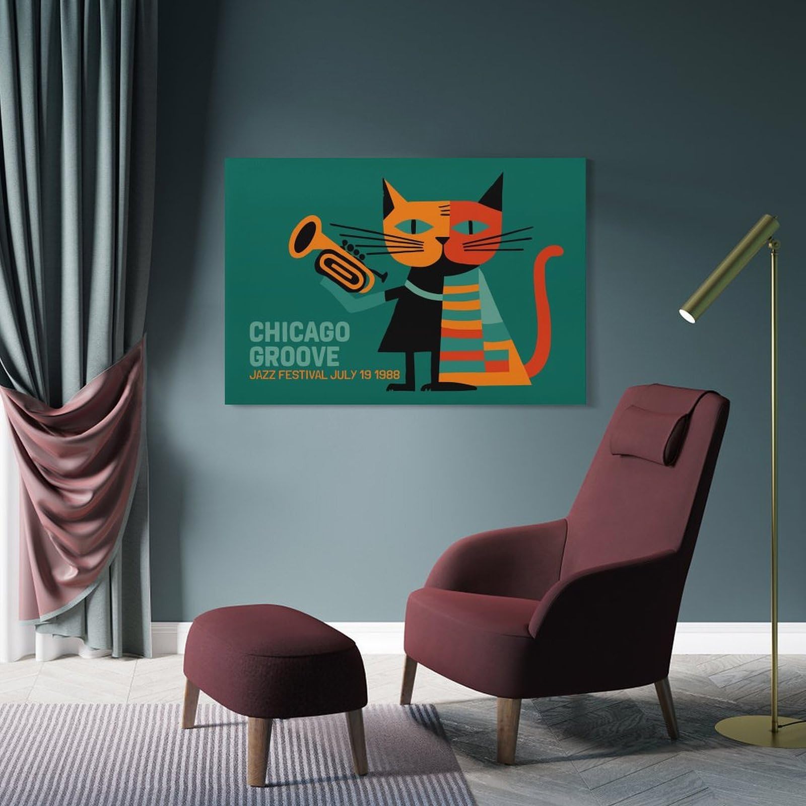 Junmoney Chicago Groove Jazz Festival 1988 Canvas Wall Picture, 24x36inch(60x90cm), for Entrance Spaces, Stair Walls Or Halls, A Stylish Accent for Home Entrances