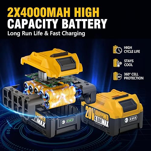 Miniatura 6 de ALLOYPOWER - Llave de impacto inalámbrica sin escobillas, 1475 pies-libras (2000 N.m), pistola de impacto de potencia de 1/2 de alto par, velocidad