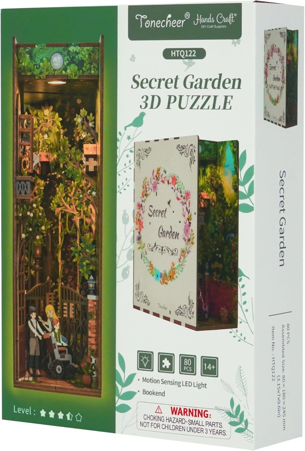 Hands Craft DIY Miniature Kit Book Nook - Secret Garden | Inspired by Classic Literature | Beautiful Floral Scene | LED Lights | Charming Bookshelf Decor | Gift for Readers & Nature Lovers