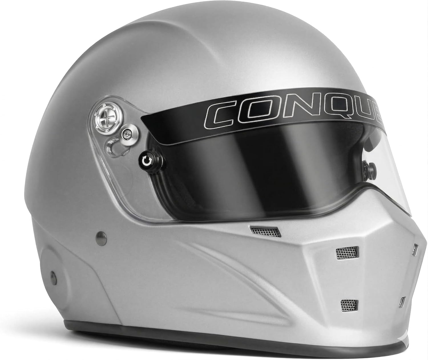 Conquer Snell SA2025 Approved Full Face Auto Racing Race Car Helmet - Adult | Men | Women | - Black / White / Silver