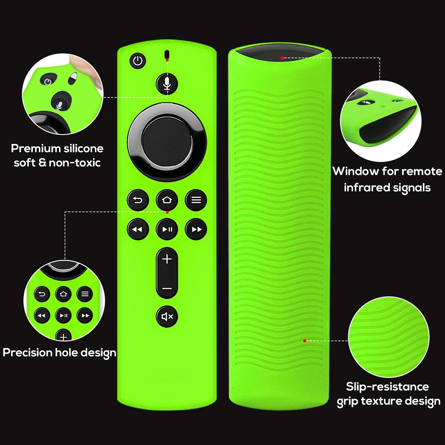 WEVOVE (2 pcs) Fire Stick Remote Cover Glow, Fire TV Stick Remote Cover Case, Shockproof Anti Slip Silicone Remote Case, Compatible with Fire TV Stick 4K Alexa Voice Remote Control
