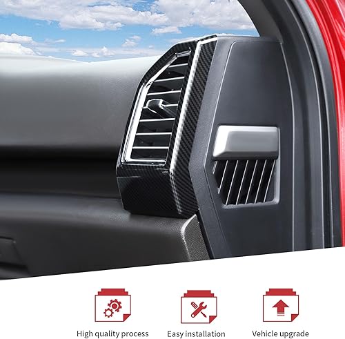 Miniatura 4 de 2 unidsset de cubierta de ventilación de aire acondicionado para Ford F150 2015 2016 2017 2018 2019 2020 Accesorios interiores (fibra de carbono)