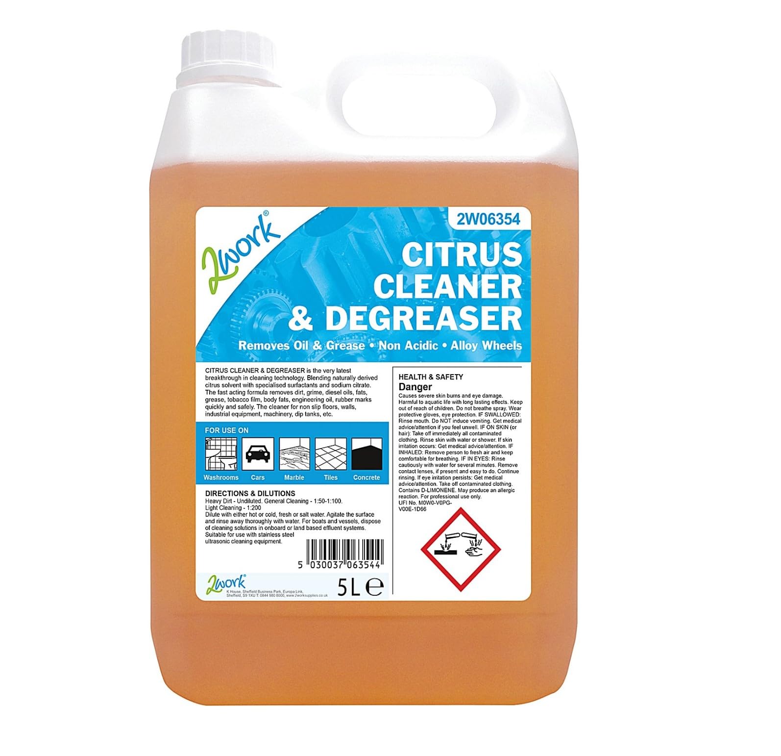 2Work Citrus Cleaner and Degreaser 5 Litre 2W06354 2W06354