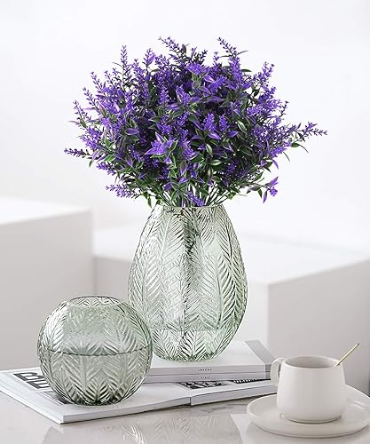 Miniatura 37 de Plantas artificiales para exteriores, resistentes a los rayos ultravioleta, vegetación artificial, 12 ramos de flores de lavanda para macetas