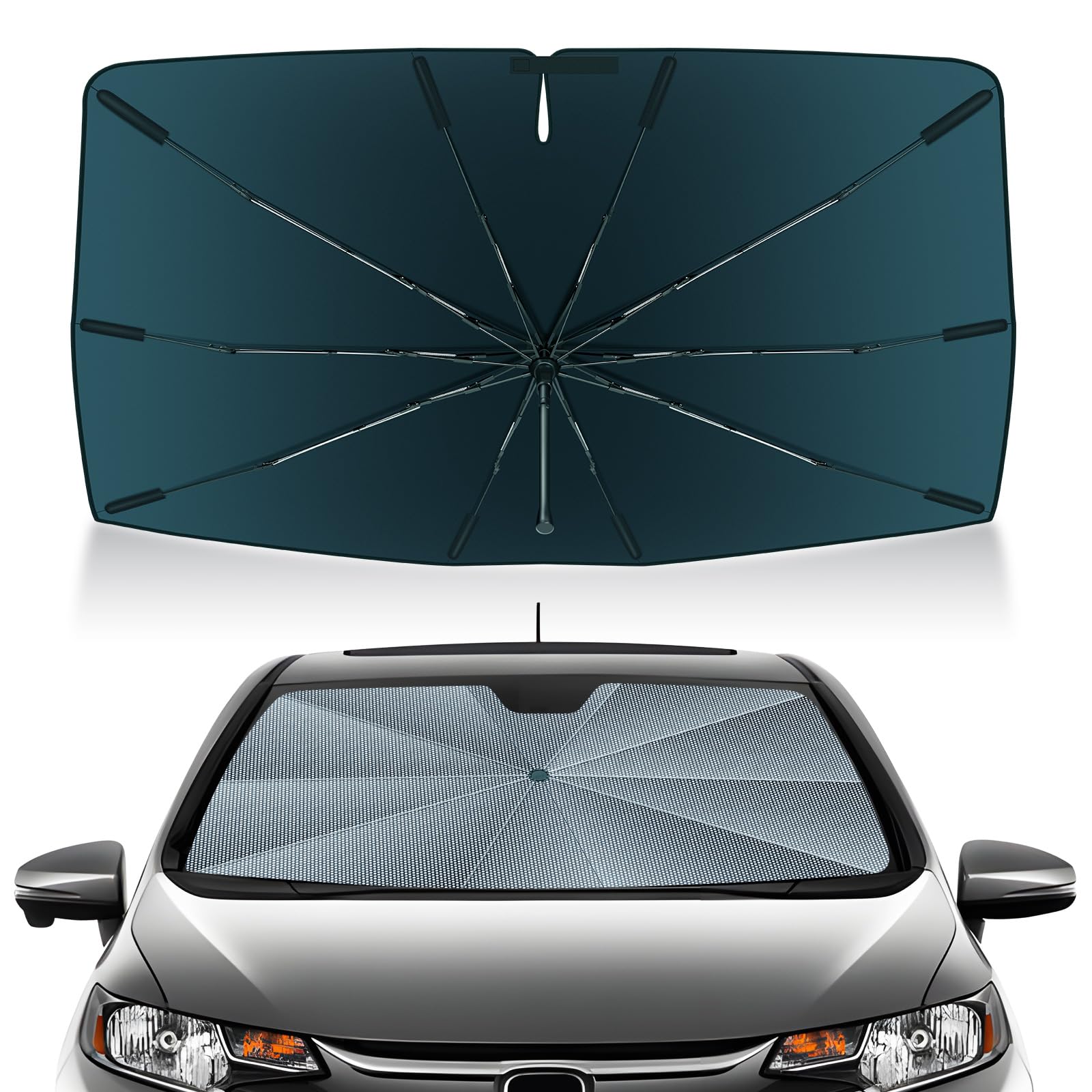 Autorder Windshield Sun Shade Umbrella for 2015-2020 Honda Fit Accessories,Upgraded Ice Crystal Material,Easy Setup Umbrella Sunshade for Car Windshield,100% Sun Blocking