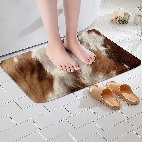 Miniatura 4 de Tapete de baño de piel de vaca occidental, alfombra de baño con estampado de vaca, alfombra de ganado campestre para niños, adolescentes, hombres,