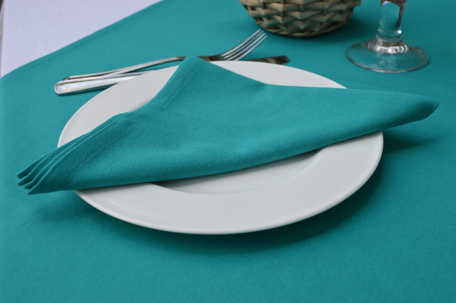 Quayside Home Green Napkins, 100% Cotton Jade 41X41cm Pack Of 4