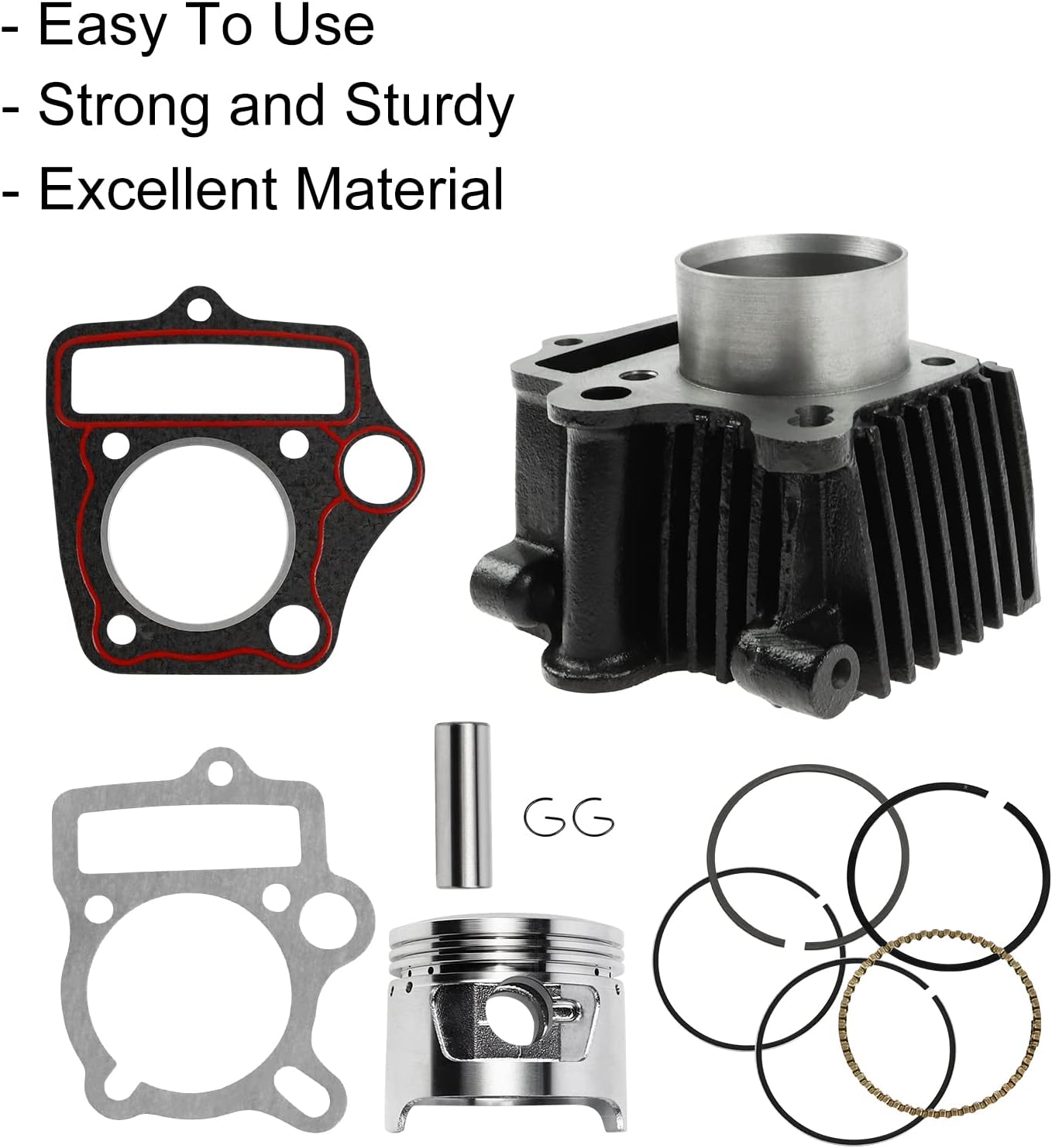 FLYPIG Cylinder Piston Assembly Kit for Honda CRF70 CT70 XR70 S65 C70 TRX70 ATC70 CL70 XL70 Compatible with Engine Cylinder Heads Piston Rings and Gasket Kit
