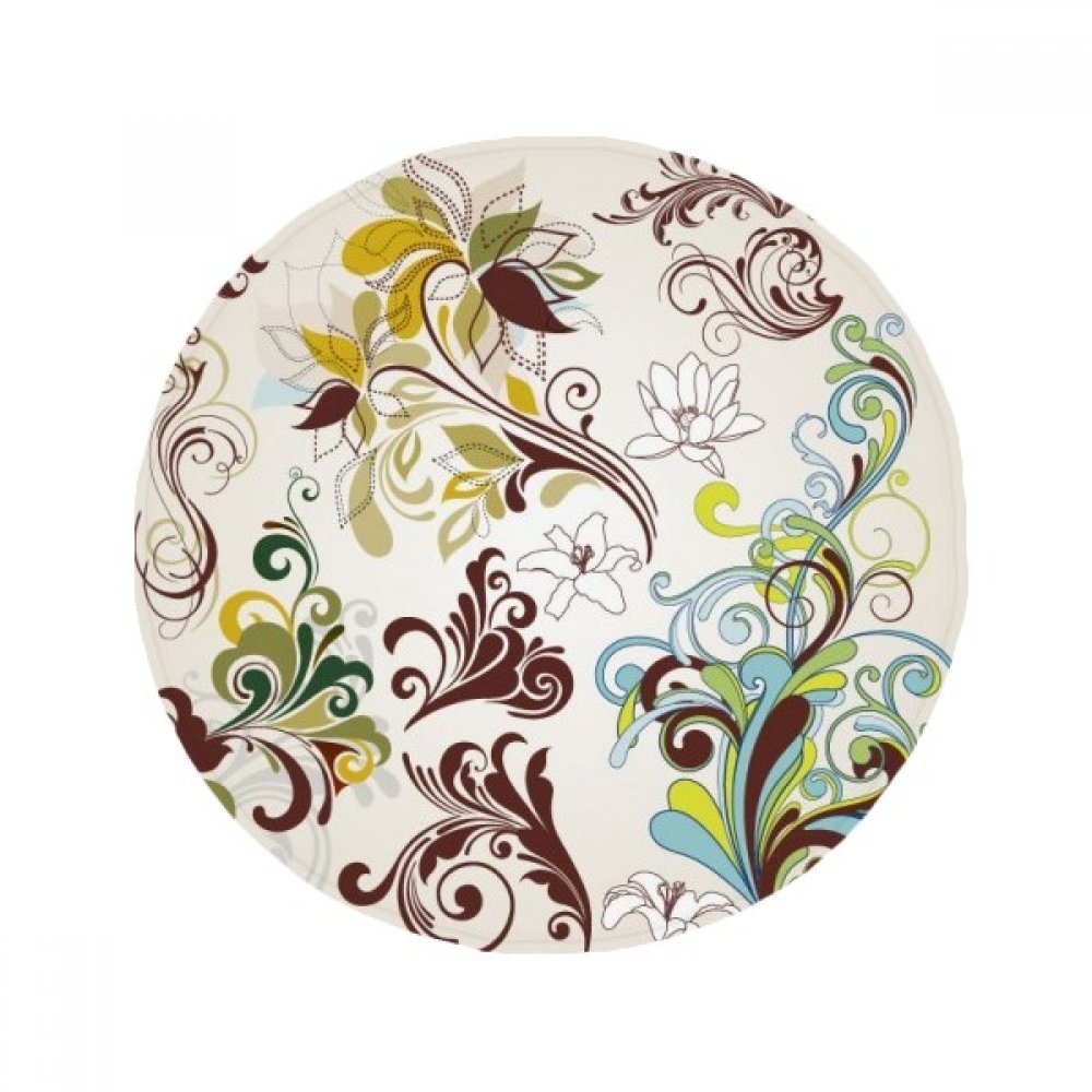 Tapis rond 50x50cm art floral coloré antidérapant pour cuisine et salon