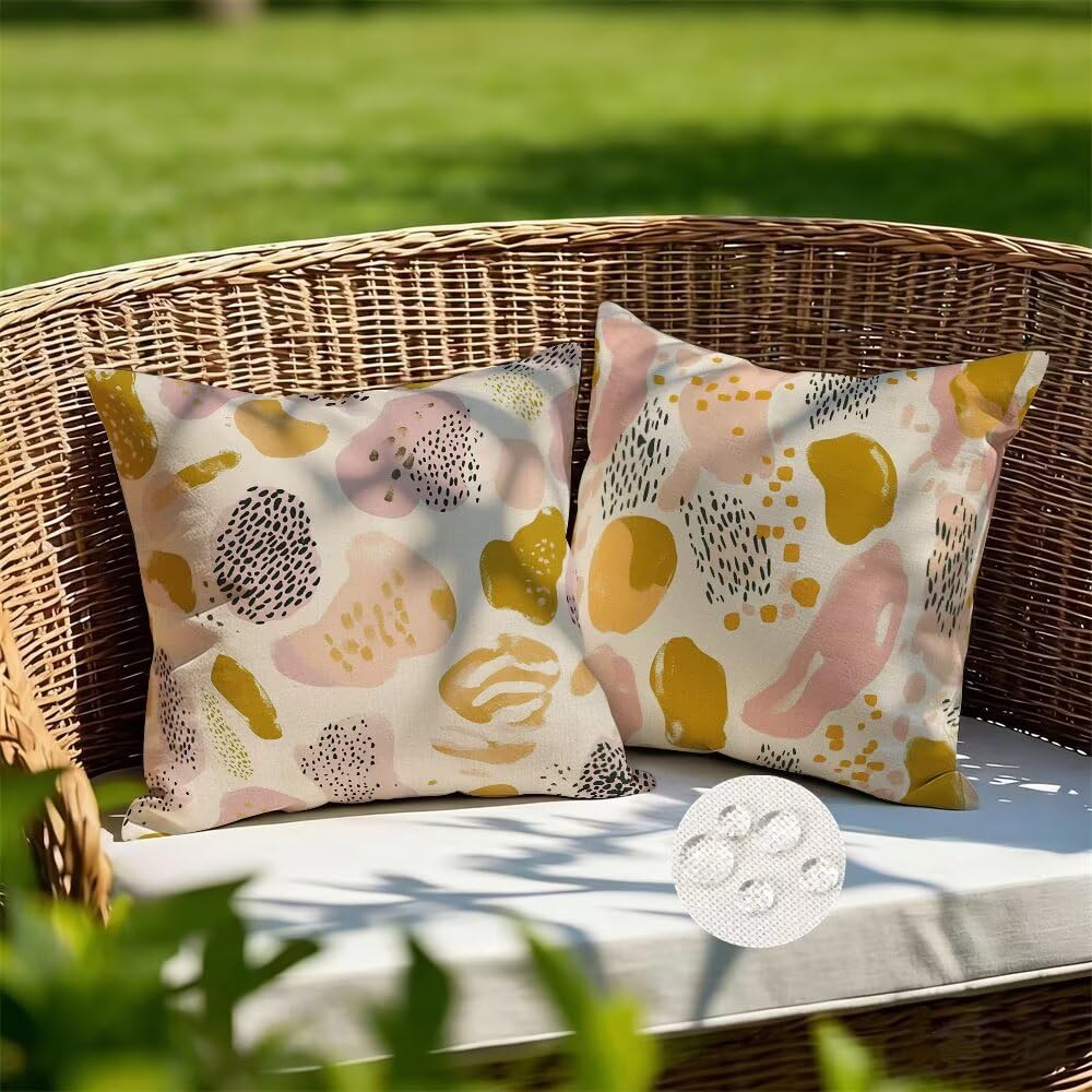Federe Cuscini da Esterno Impermeabili 65x65 Astratto Copri Cuscini per Divano Moderno Federa Cuscino Arte Decorativi Copricuscini per Divano Giardino Patio Soggiorno Copricuscino Set di 2 (IU385)