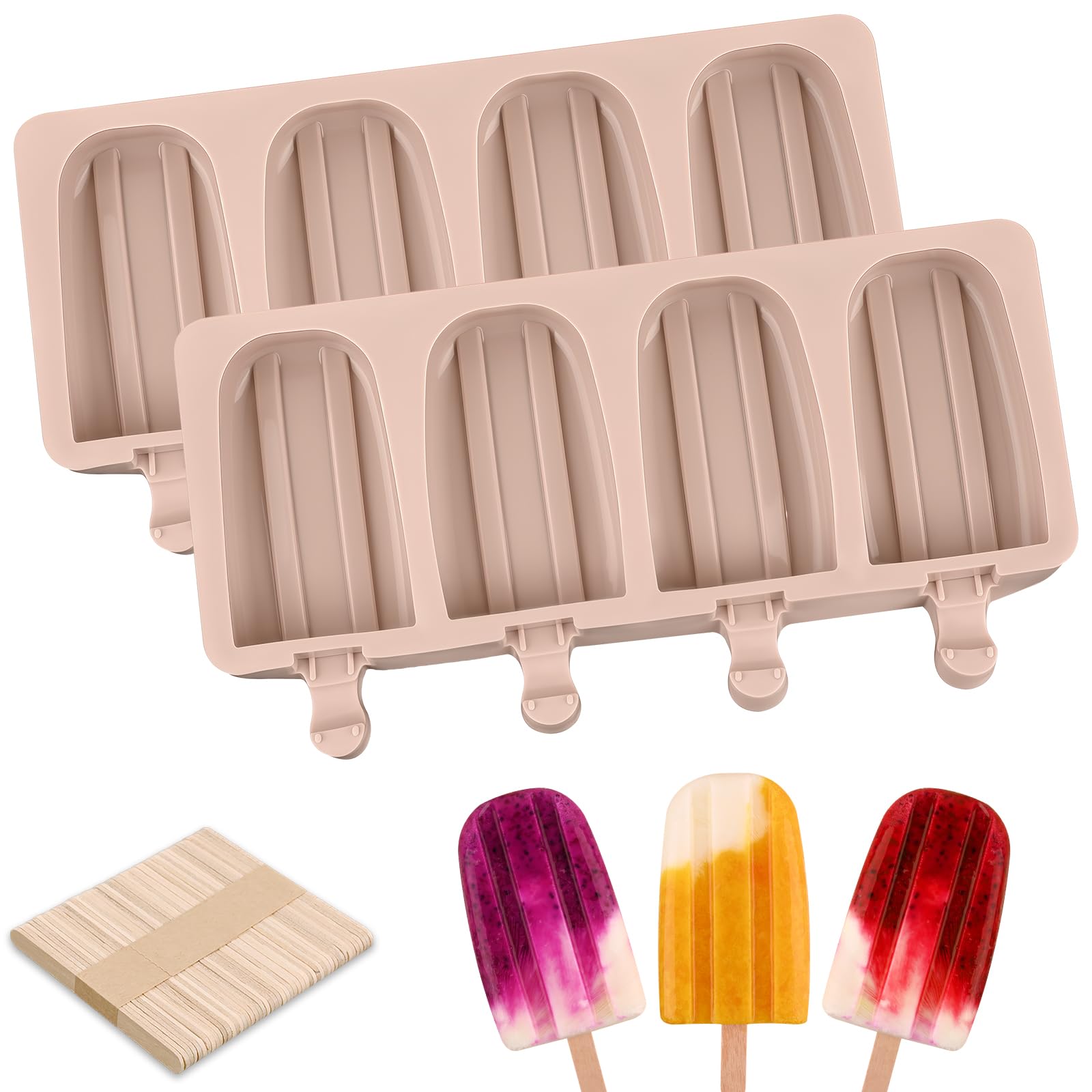 WMKGG Popsicle Silicone Molds Set, 2 PCS Ice Cream Cakesicles Molds
