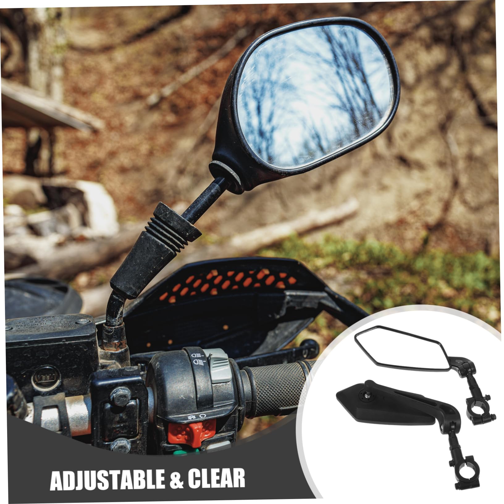 INOOMP Specchietto Retrovisore per Bicicletta Elettrica, 2 Pezzi, Nero, Plastica, Altezza Regolabile, Visione Ampia, Facile Montaggio