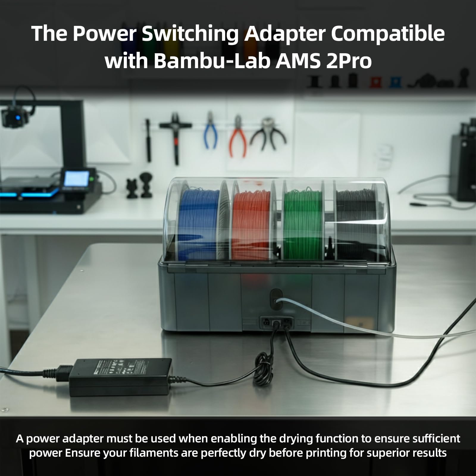 BCZAMD for Bambu-Lab AMS 2Pro 24V 4A Netzteil Adapter Automatisches Materialsystem: Ermöglicht Multifarben-Filamentdruck mit Trocknungsfunktion – 3D Drucker Zubehör