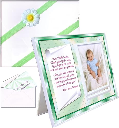 Irish Baby Blessing Lindo portarretratos  Asequible, colorido  Capacidad para una foto de 3.5 x 5  Diseño de carga frontal fácil  Tema irlandés