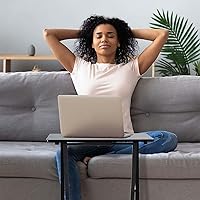 Vista 7 de 2 mesas plegables negras para TV con estante de almacenamiento compacto